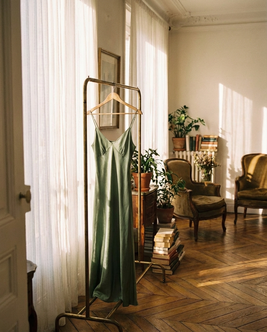 Elegant woven leather bag with polished gold chain detail, styled in a moody editorial setting with soft directional lighting highlighting the intrecciato pattern