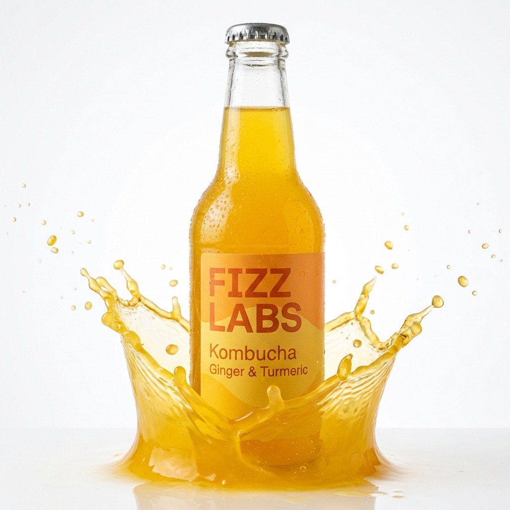 A premium coffee bag or tea product arranged on a wooden table with scattered coffee beans and warm ambient lighting, creating an inviting café-like atmosphere with rich earthy tones