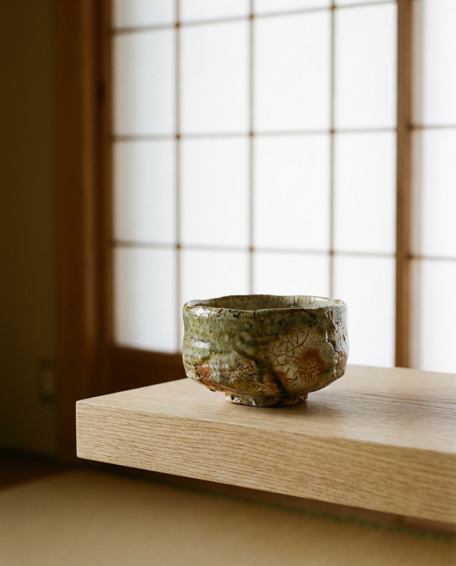 Elegant table lamp with fabric shade on a wooden side table in a warmly lit room setting