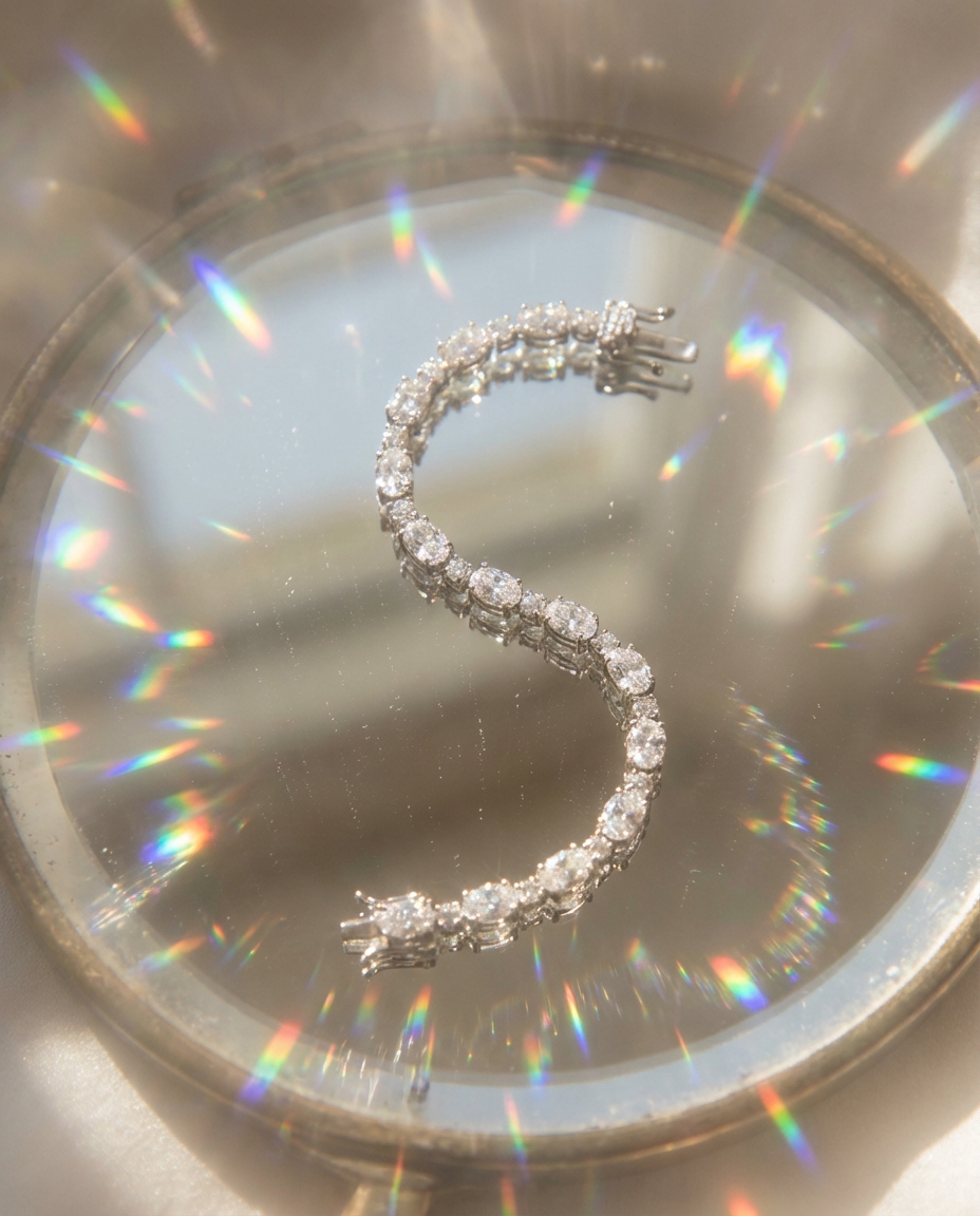 Delicate gold pendant necklace with gemstone accent displayed on a soft fabric surface with warm golden lighting, fine jewelry product photography